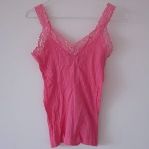 🎁 Free with purchase 🎁 Petroleum - Hot Pink Lace Trim Tank Top